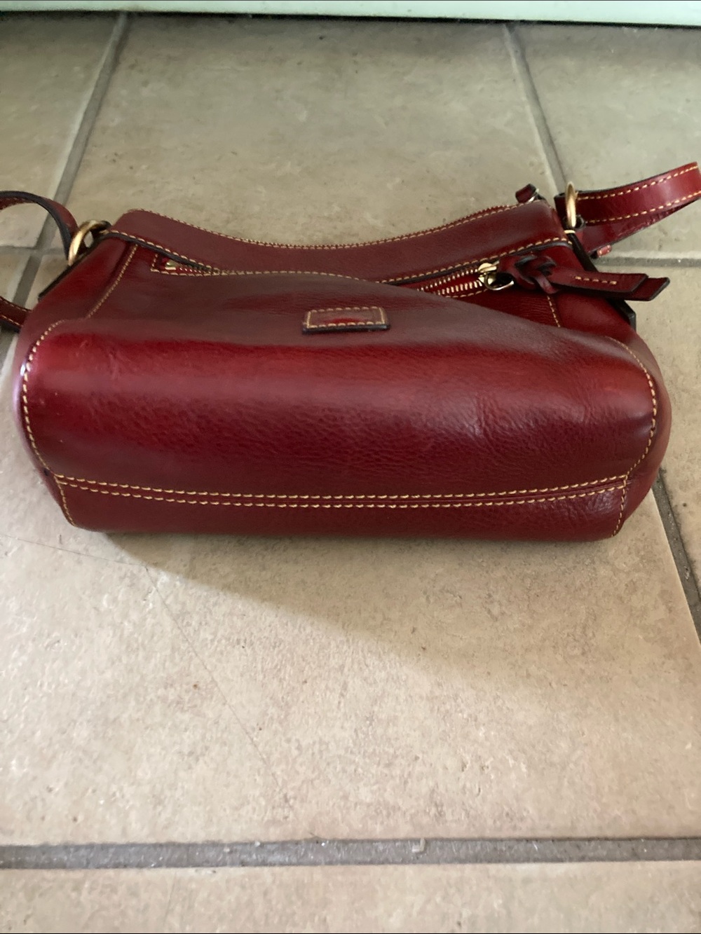 Dooney & Bourke Burgundy Leather Crossbody with Brass Hardware - Picture 9 of 14